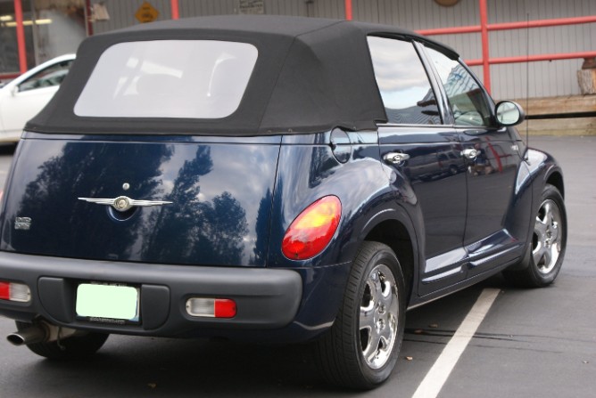 PT Cruiser with black canvas soft top
